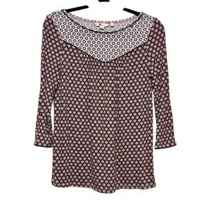 Boden Y2K Soft Indie Natasha‎ Star Print Top Women Size 4 Retro Mod Artsy Casual